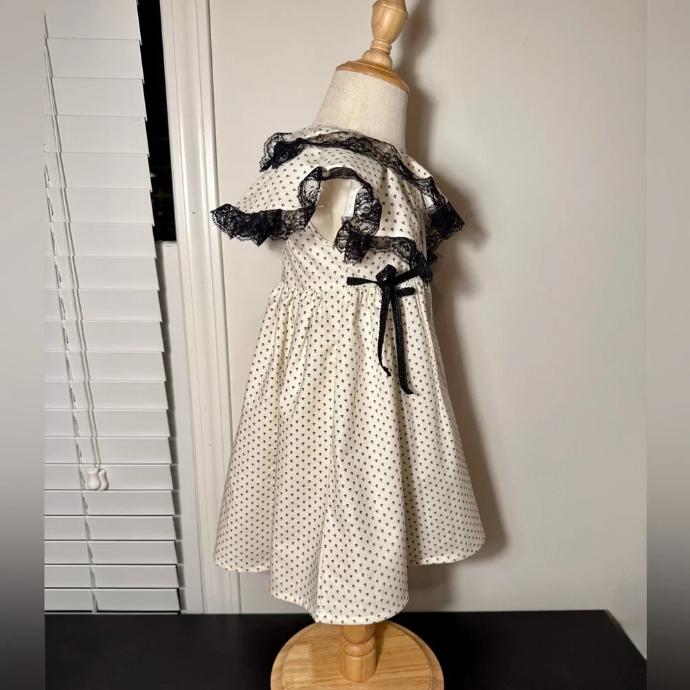 🖤 Handmade Ivory & Black Dress 🖤 - Picture 2 of 5